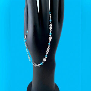 Classic Silver 925 Jewelry Topaz Crystal Gemstone Ankle Bracelet.